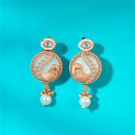 Antique Peacock Earring With Matte Gold Plating