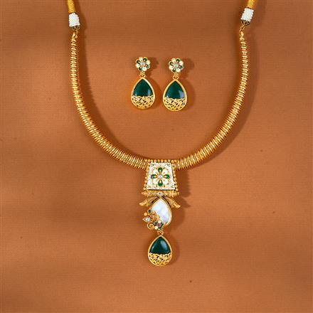 Antique Pipe Necklace With Matte Gold Plating