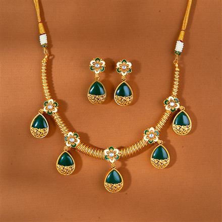 Antique Meenakari Necklace With Matte Gold Plating