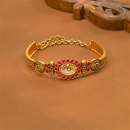 Antique Adjustable Bracelet With Matte Gold Plating