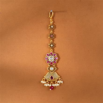 Antique Pearl Tikka With Matte Gold Plating