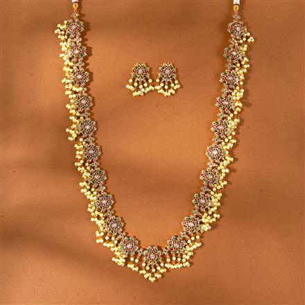 Antique Moti Necklace With Matte Gold Plating