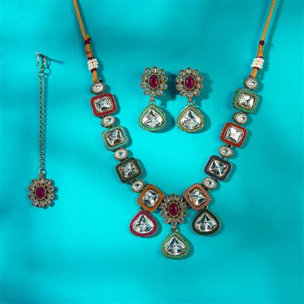 Antique Classic Necklace With Mehndi Plating