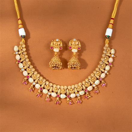 Antique Meenakari Necklace With Matte Gold Plating