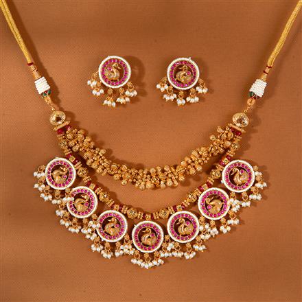 Antique Peacock Mala Necklace With Gold Plating