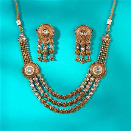 Antique Classic Necklace With Matte Gold Plating