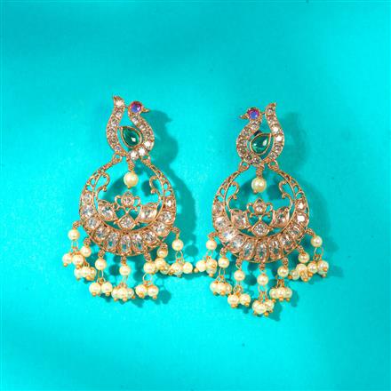 Antique Pearl Earring With Matte Gold Plating