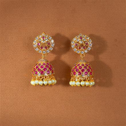 Antique Moti Jhumki With Matte Gold Plating