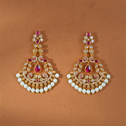 Antique Pearl Earring With Matte Gold Plating
