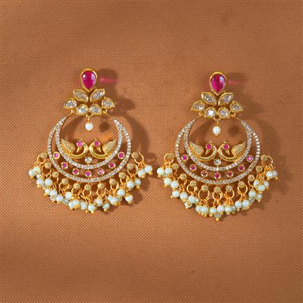 Antique Pearl Earring With Matte Gold Plating