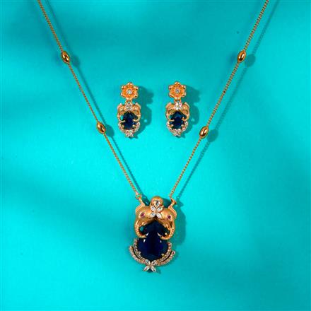 Antique Chain Pendant Set With Matte Gold Plating