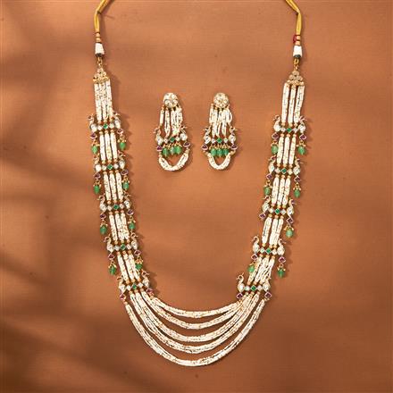 Antique Peacock Mala Necklace With Gold Plating