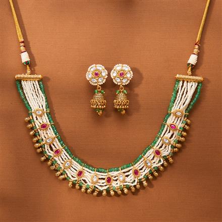 Antique Pearl Necklace With Gold Plating