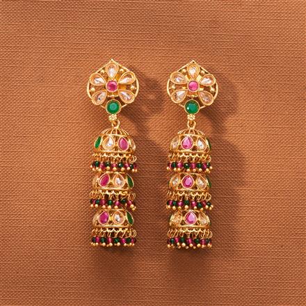 Antique Triple Jhumki With Gold Plating