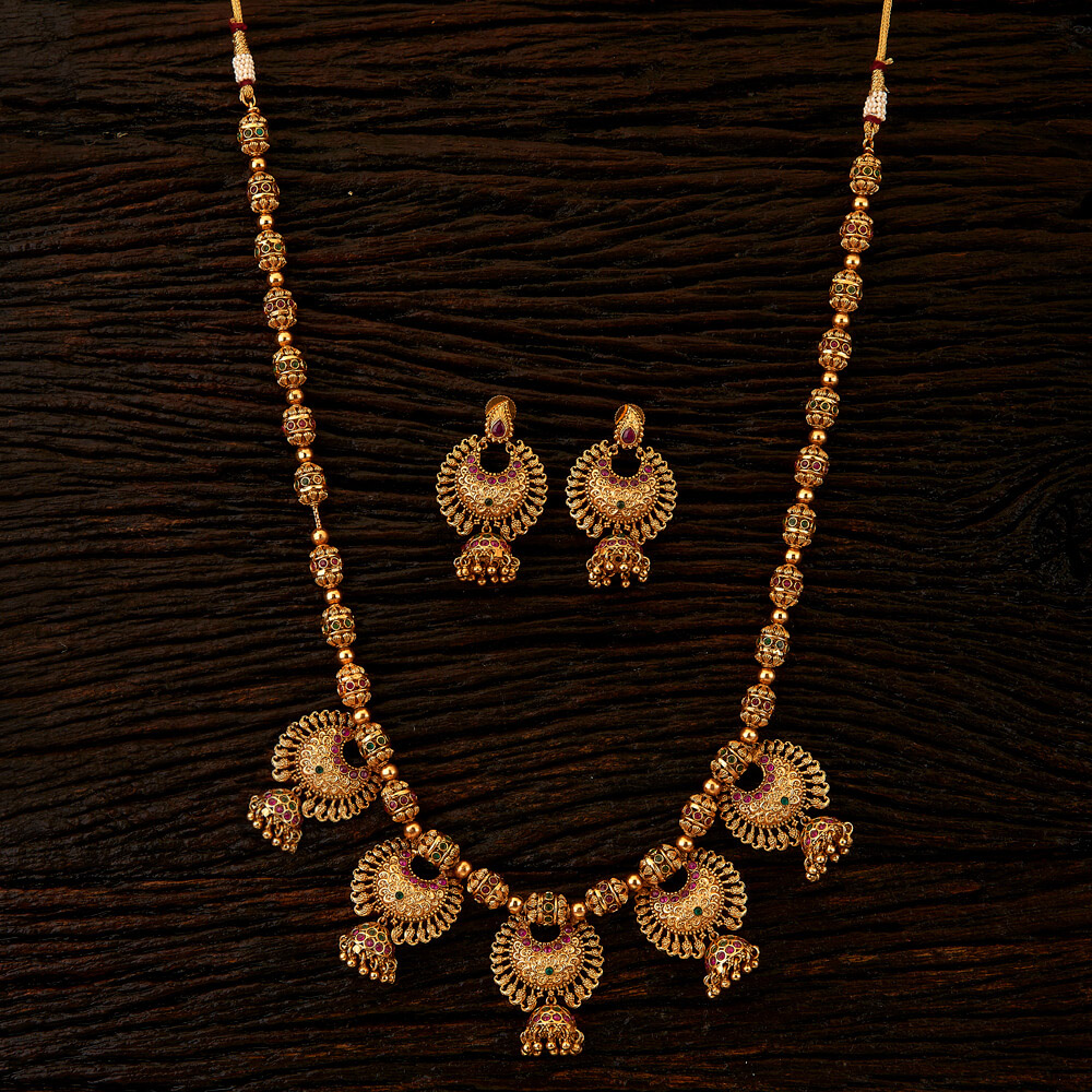 Long Necklace with matte gold plating 