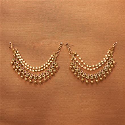 Antique South Indian Ear Chain With Matte Gold Plating