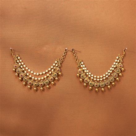 Antique South Indian Ear Chain With Matte Gold Plating