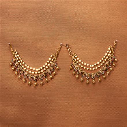 Antique Temple Ear Chain With Matte Gold Plating