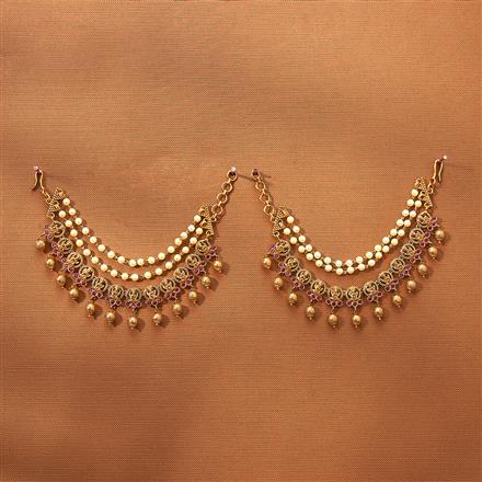 Antique Temple Ear Chain With Matte Gold Plating