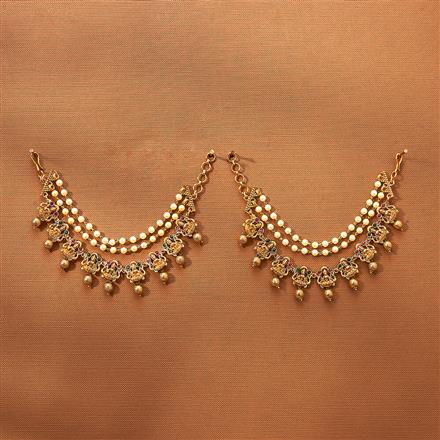 Antique South Indian Ear Chain With Matte Gold Plating