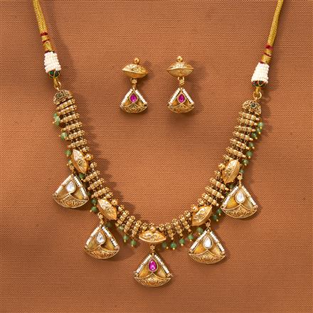 Antique Classic Necklace With Matte Gold Plating