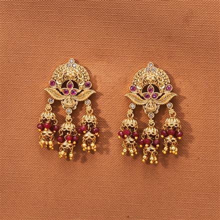Antique Temple Earring With Matte Gold Plating