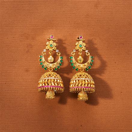Antique Jhumki With Matte Gold Plating