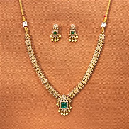 Antique Pearl Necklace Set With Matte Gold Plating