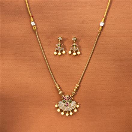 Antique Pearl Necklace Set With Matte Gold Plating
