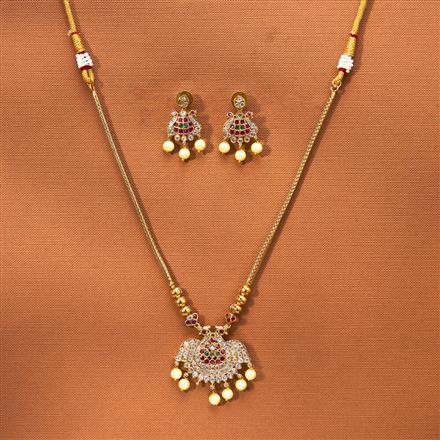 Antique Peacock Necklace Set With Matte Gold Plating