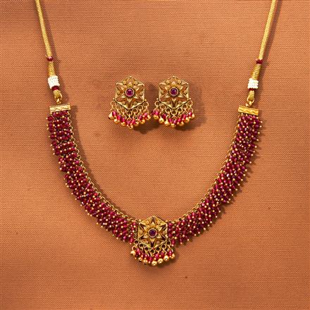 Antique Classic Necklace Set With Matte Gold Plating