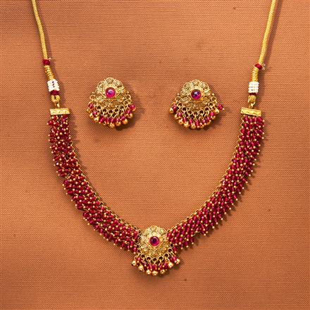 Antique Classic Necklace Set With Matte Gold Plating
