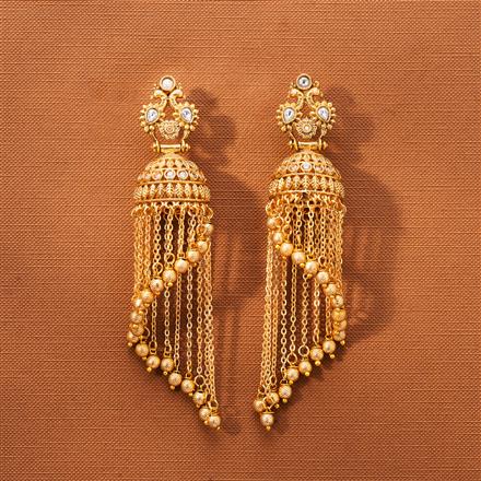 Antique Peacock Earring With Matte Gold Plating
