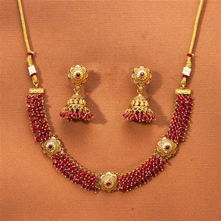 Antique Classic Necklace Set With Matte Gold Plating