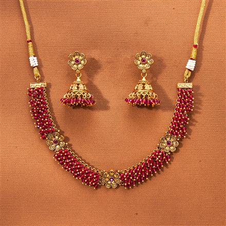 Antique Classic Necklace Set With Matte Gold Plating