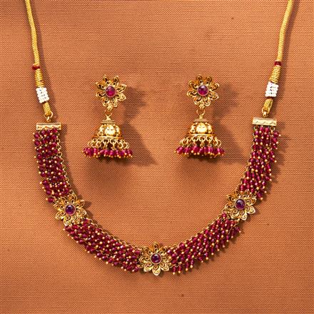 Antique Classic Necklace Set With Matte Gold Plating