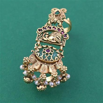 Antique Adjustable Ring with Matte Gold Plating
