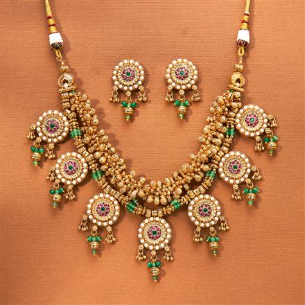 Antique Mala Necklace Set With Gold Plating