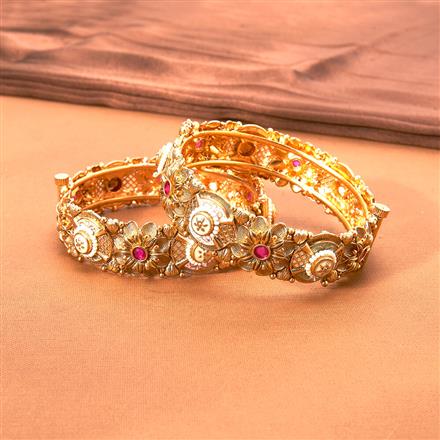 Antique Meenakari Bangles With Matte Gold Plating