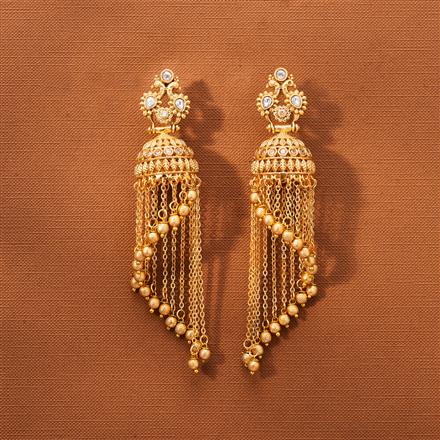 Antique Peacock Earring With Matte Gold Plating