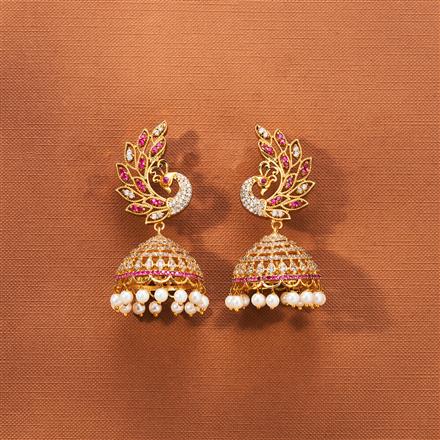 Antique Peacock Earring With Matte Gold Plating