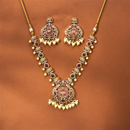 Antique Pearl Necklace With Matte Gold Plating