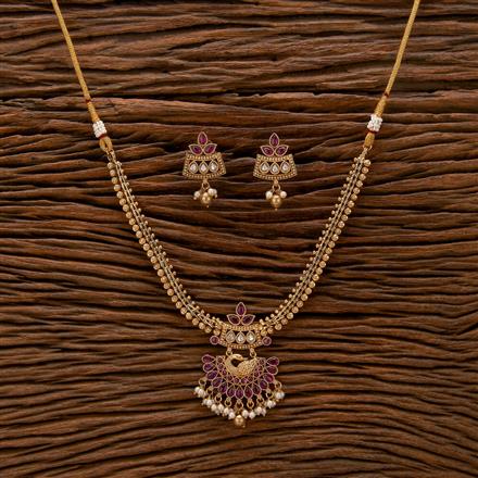 Antique Peacock Necklace With Matte Gold Plating