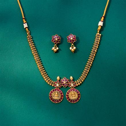 Antique South Indian Necklace With Matte Gold Plating