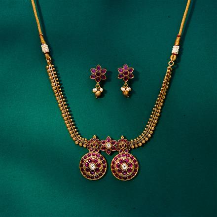 Antique South Indian Necklace With Matte Gold Plating