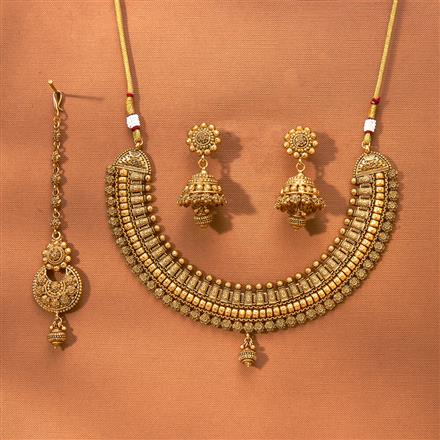 Antique Plain Matte Gold Necklace With Matte Gold Plating