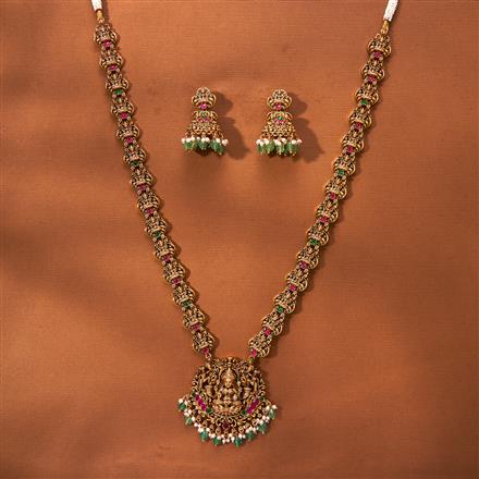 Antique Temple Necklace With Matte Gold Plating