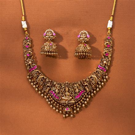 Antique South Indian Necklace With Matte Gold Plating