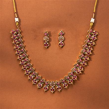 Antique South Indian Necklace With Matte Gold Plating