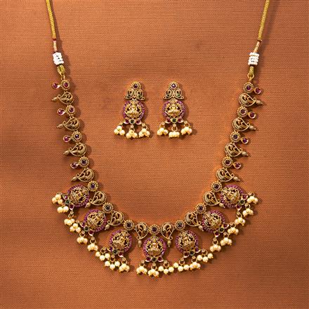 Antique Temple Necklace With Matte Gold Plating